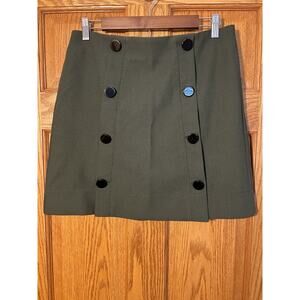 LOFT Womens Olive Green Button Front Mini Skirt Size 8 Lined Career Casual